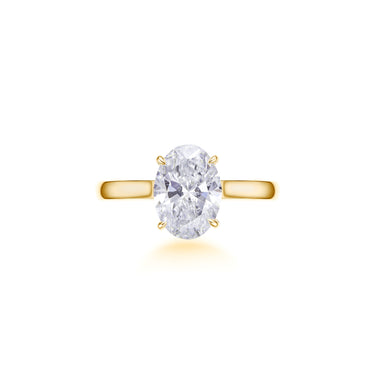 Solaris Solitaire Oval Diamond Ring, Polished Band