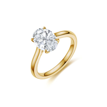Solaris Solitaire Oval Diamond Ring, Polished Band
