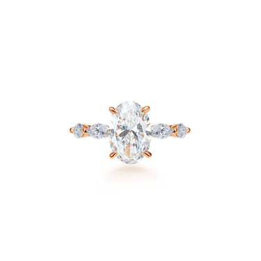 Solaris Solitaire Oval Diamond Ring, Marquise Band