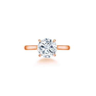 Solaris Solitaire Round Diamond Ring, Polished Band, 4-prong