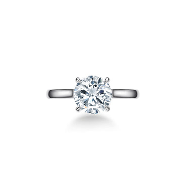 Solaris Solitaire Round Diamond Ring, Polished Band, 4-prong