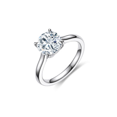 Solaris Solitaire Round Diamond Ring, Polished Band, 4-prong