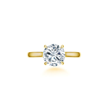 Solaris Solitaire Round Diamond Ring, Polished Band, 4-prong