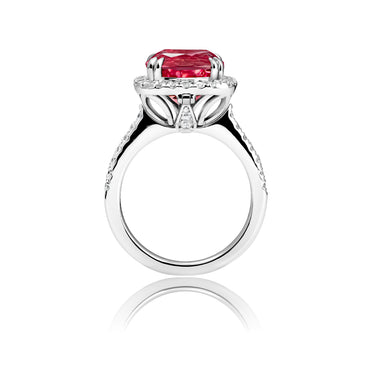 Stellar Halo Two-Way Cushion Padparadscha Ring