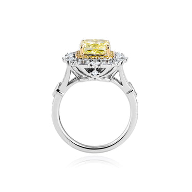 Lumina Yellow Diamond Ring, Baguette Sidestone
