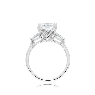 Trine Three Stone Cushion Diamond Ring