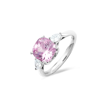 Trine Three Stone Cushion Gemstone Ring
