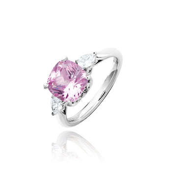 Trine Three Stone Cushion Gemstone Ring