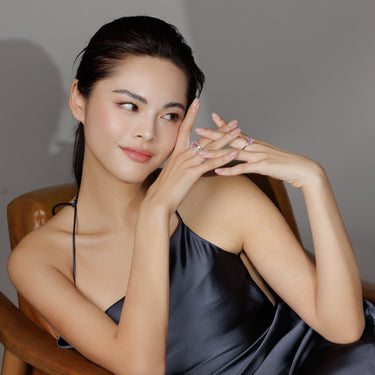 Trine Three Stone Cushion Gemstone Ring